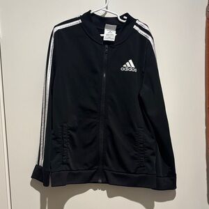 Adidas Black Jacket with White Stripes